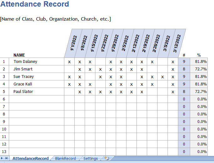 Attendance record