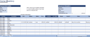 Home inventory spreadsheet