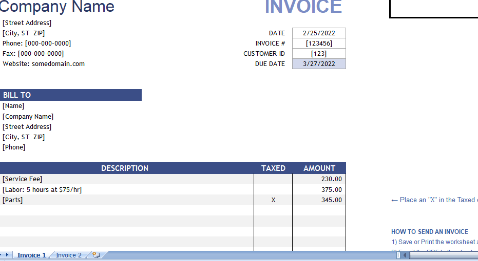 Invoice template