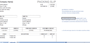 packing slip