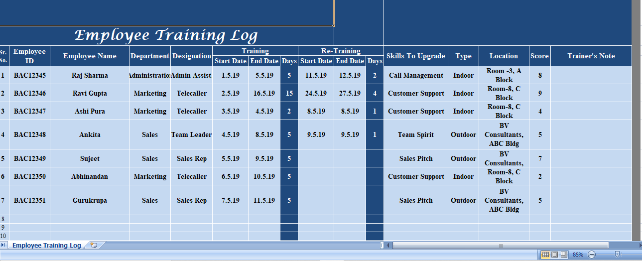 Employee-Training-Log