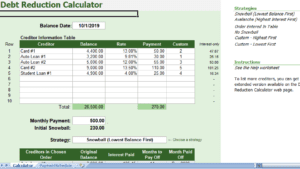 debt reduction calculator