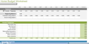 home budget worksheet