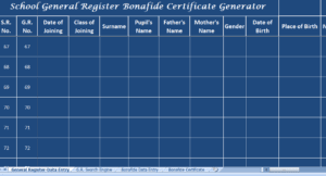 General Register and Bonafide Generator
