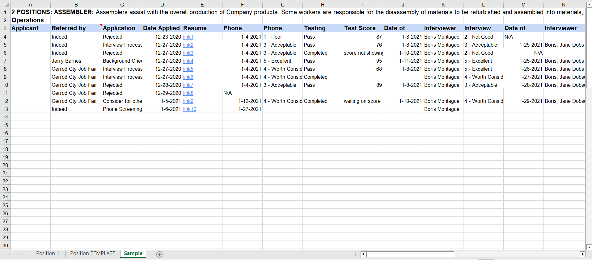 job applicant tracking spreadsheet