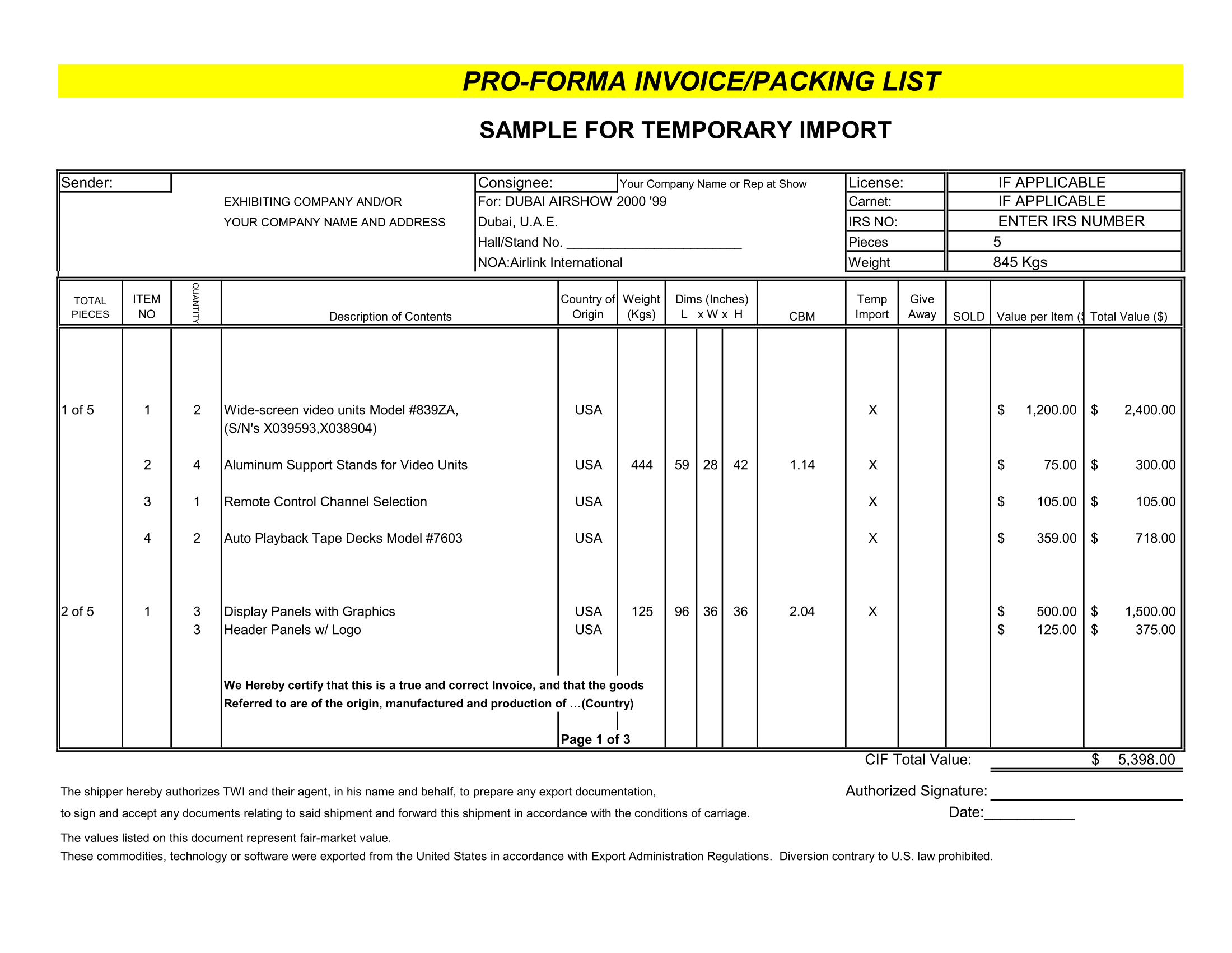 Proforma Invoice